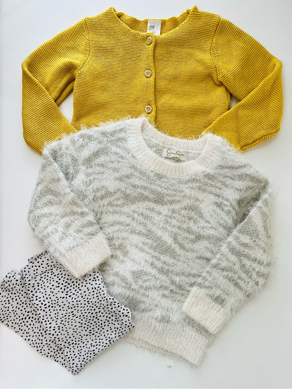 H&M mustard Yellow Cardigan & Jessica Simpson Sweater leggings bundle size 24m